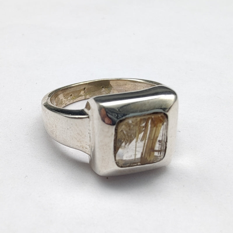 925 SOLID STERLING SILVER NATURAL GOLDEN RUTILE GEMSTONES HANDMADE RING, ALL SIZES AVAILABLE