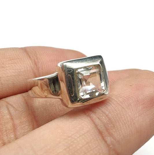 925 SOLID STERLING SILVER NATURAL CRYSTAL QUARTZ GEMSTONES HANDMADE RING, ALL SIZES AVAILABLE