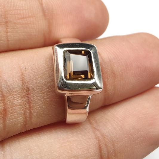 925 SOLID STERLING SILVER NATURAL SMOKY QUARTZ GEMSTONES HANDMADE RING, ALL SIZES AVAILABLE