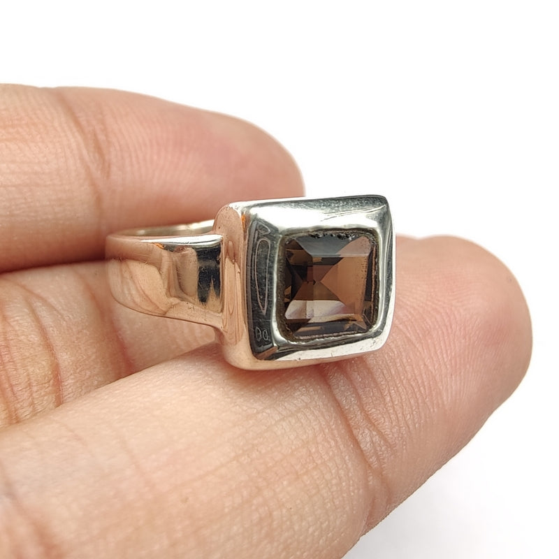 925 SOLID STERLING SILVER NATURAL SMOKY QUARTZ GEMSTONES HANDMADE RING, ALL SIZES AVAILABLE