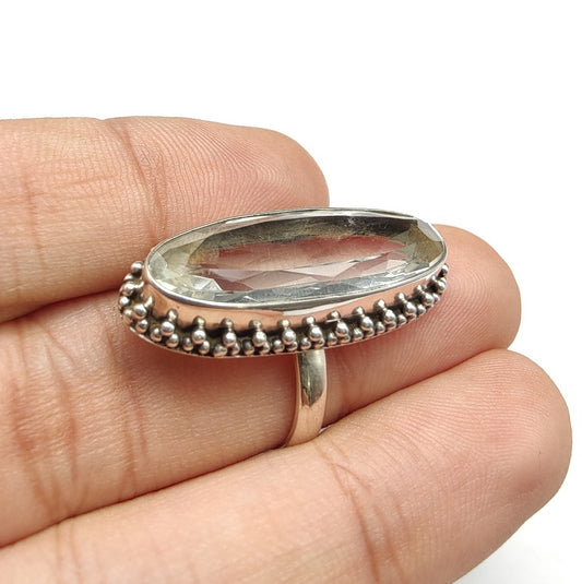 925 SOLID STERLING SILVER NATURAL GREEN AMETHYST GEMSTONES HANDMADE RING, ALL SIZES AVAILABLE