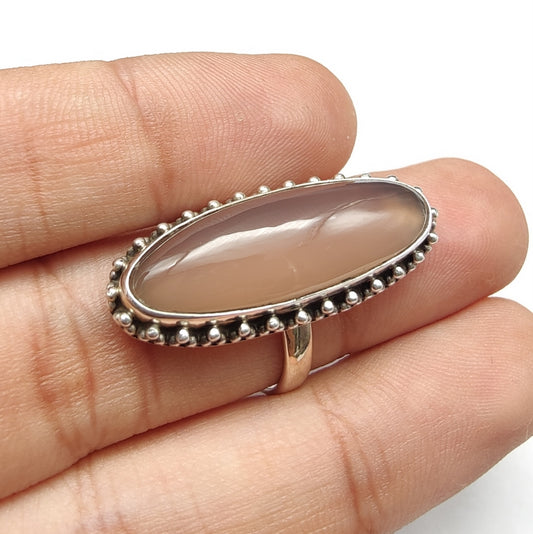 925 SOLID STERLING SILVER NATURAL LAVENDER CHALCEDONYGEMSTONES HANDMADE RING, ALL SIZES AVAILABLE