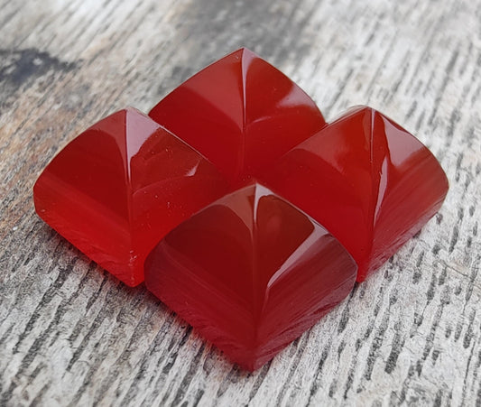 AAA+ Quality Natural Red Onyx Square Pyramid Shape Flat Back Calibrated Wholesale Gemstones, All Sizes Available