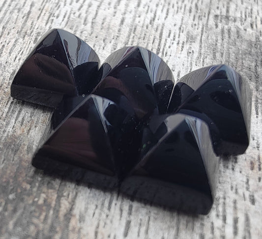 AAA+ Quality Natural Black Onyx Square Pyramid Shape Flat Back Calibrated Wholesale Gemstones, All Sizes Available