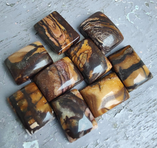 Natural Biggs Jasper Rectangle Shape Cabochon AAA+ Quality Flat Back Calibrated Wholesale Gemstones, All Sizes Available
