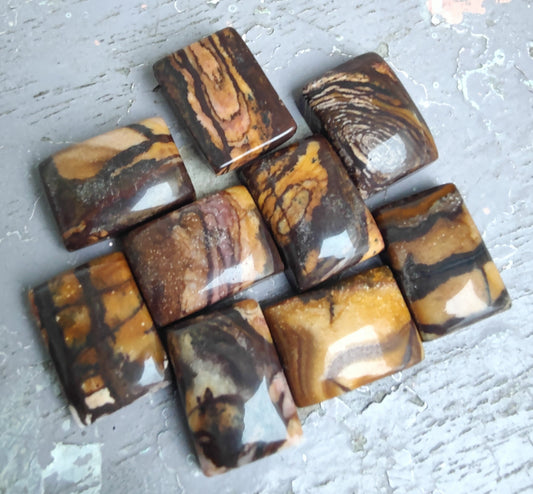 Natural Biggs Jasper Rectangle Shape Cabochon AAA+ Quality Flat Back Calibrated Wholesale Gemstones, All Sizes Available
