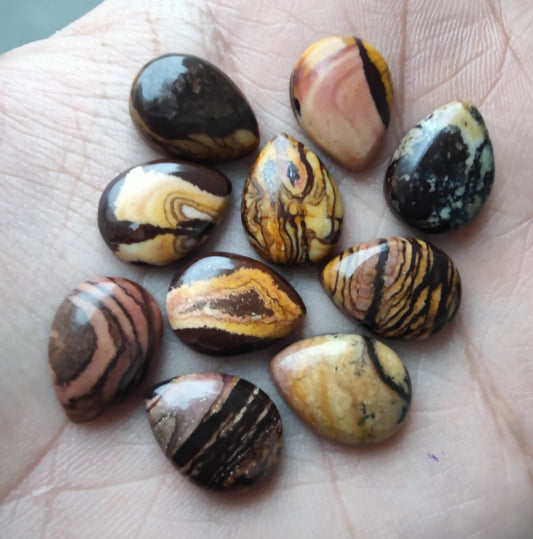 AAA+ Quality Natural Biggs Jasper Pear Shape Cabochon Flat Back Calibrated Teardrop Shape Wholesale Gemstones, All Sizes Available