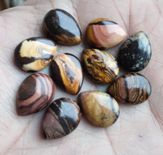 AAA+ Quality Natural Biggs Jasper Pear Shape Cabochon Flat Back Calibrated Teardrop Shape Wholesale Gemstones, All Sizes Available