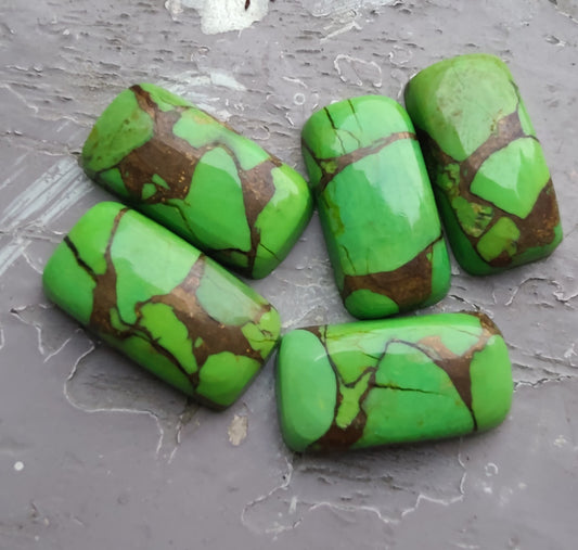 Natural Green Copper Turquoise Big Cushion Shape Cabochon Flat Back Calibrated Shape Wholesale Gemstones, All Sizes Available