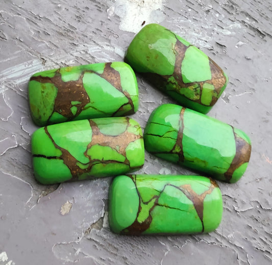 Natural Green Copper Turquoise Big Cushion Shape Cabochon Flat Back Calibrated Shape Wholesale Gemstones, All Sizes Available