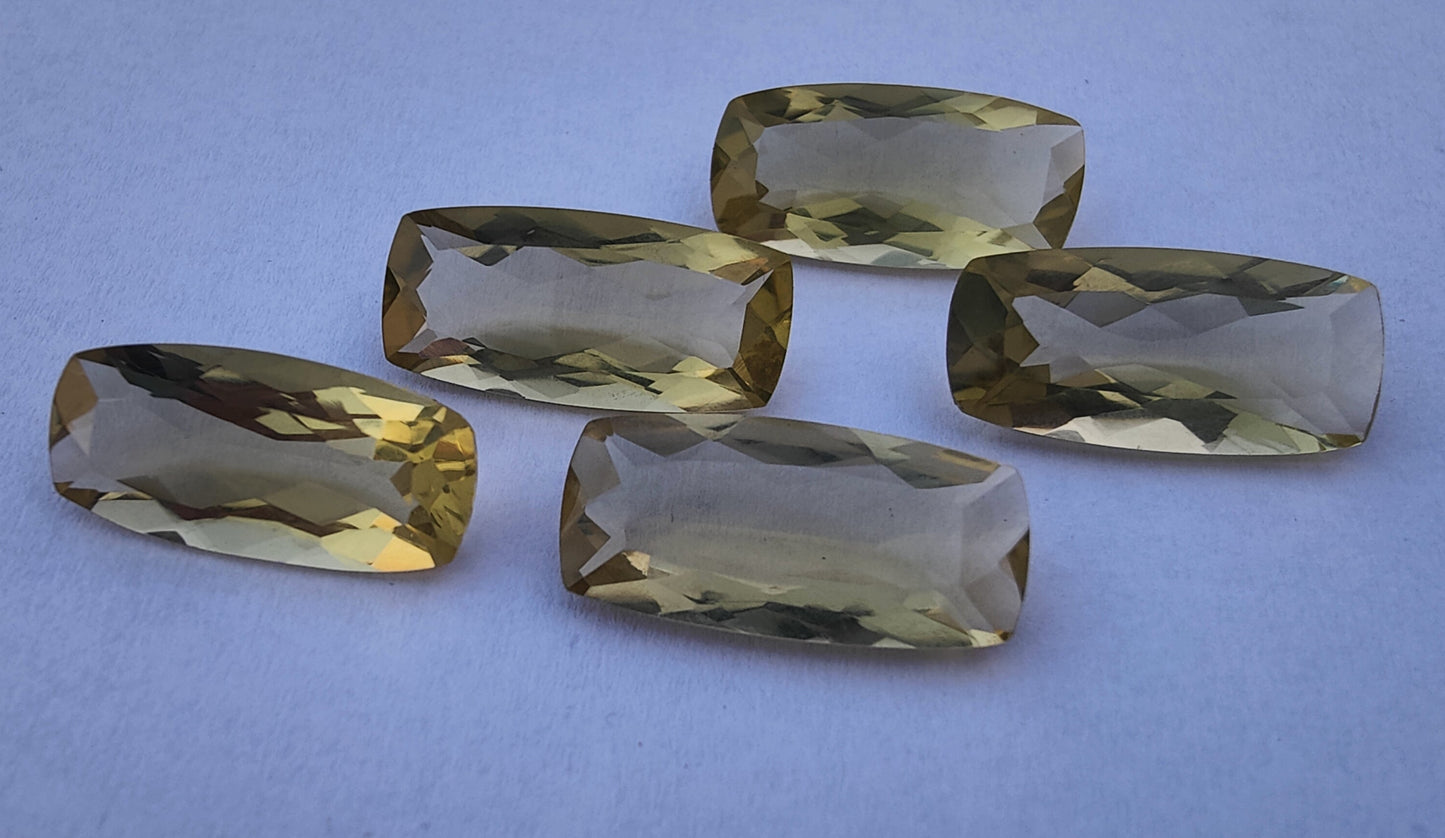 AAA+ Quality Natural Lemon Quartz Big Cushion Shape Faceted Cut Calibrated Shape Wholesale Gemstones, Custom Sizes Available