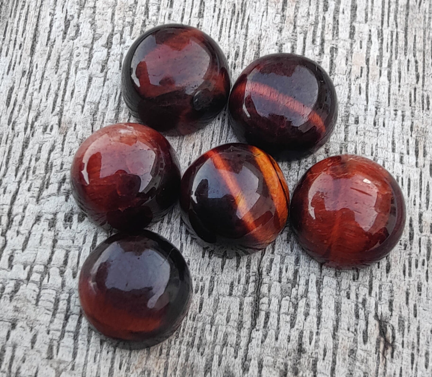 AAA+ Quality Natural Red Tiger Eye Round Shape Cabochon Flat Back Calibrated Wholesale Gemstones, All Sizes Available