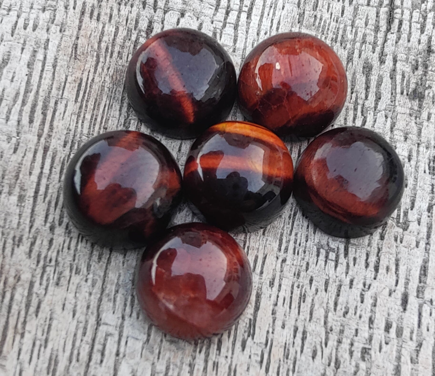 AAA+ Quality Natural Red Tiger Eye Round Shape Cabochon Flat Back Calibrated Wholesale Gemstones, All Sizes Available
