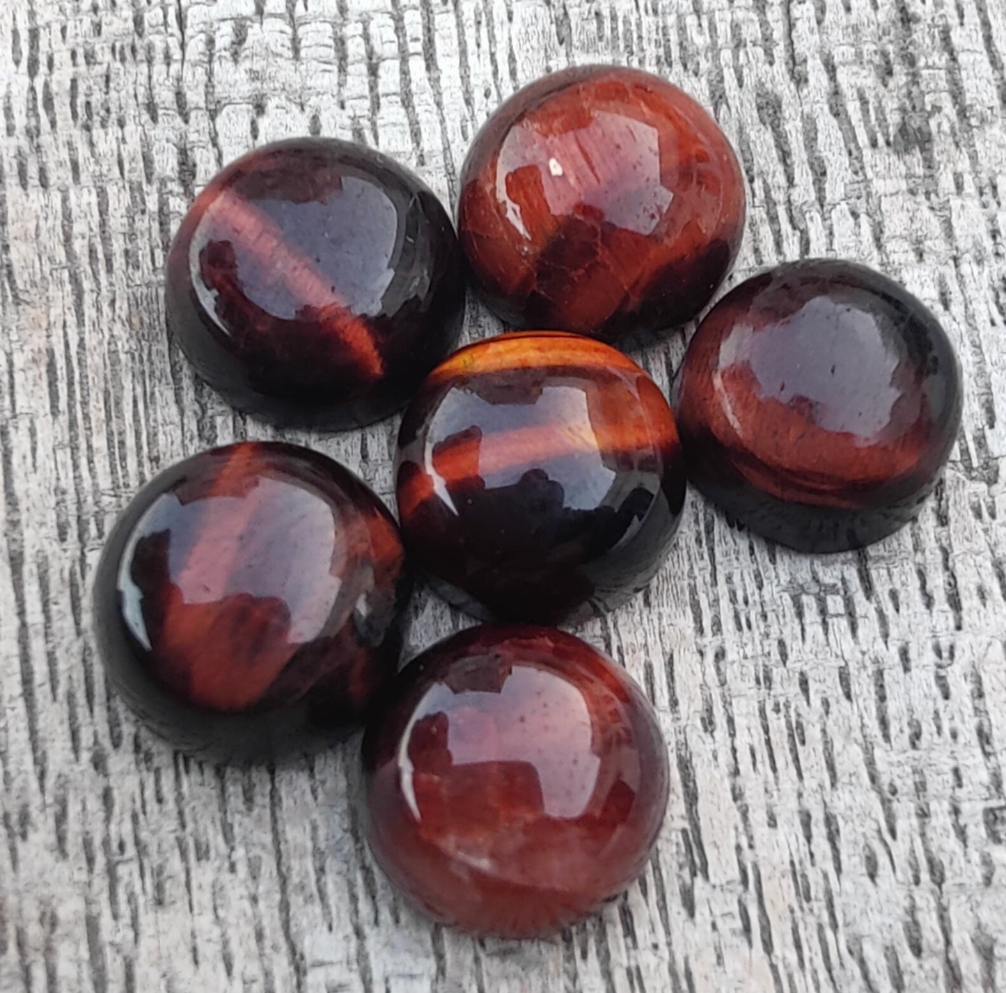 AAA+ Quality Natural Red Tiger Eye Round Shape Cabochon Flat Back Calibrated Wholesale Gemstones, All Sizes Available