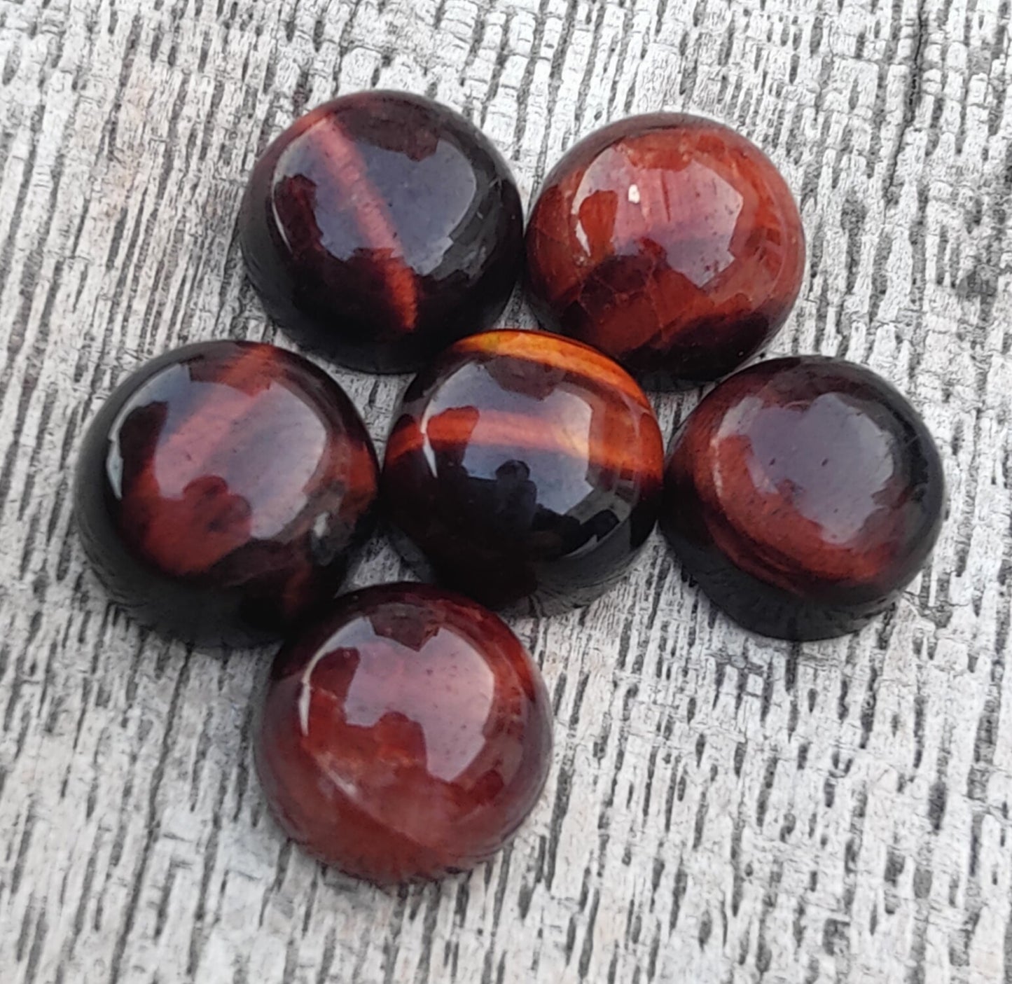 AAA+ Quality Natural Red Tiger Eye Round Shape Cabochon Flat Back Calibrated Wholesale Gemstones, All Sizes Available
