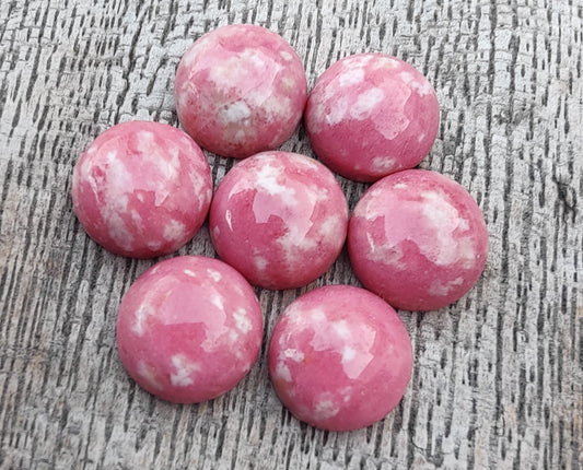 AAA+ Quality Natural Thulite Round Shape Cabochon Flat Back Calibrated Wholesale Gemstones, All Sizes Available