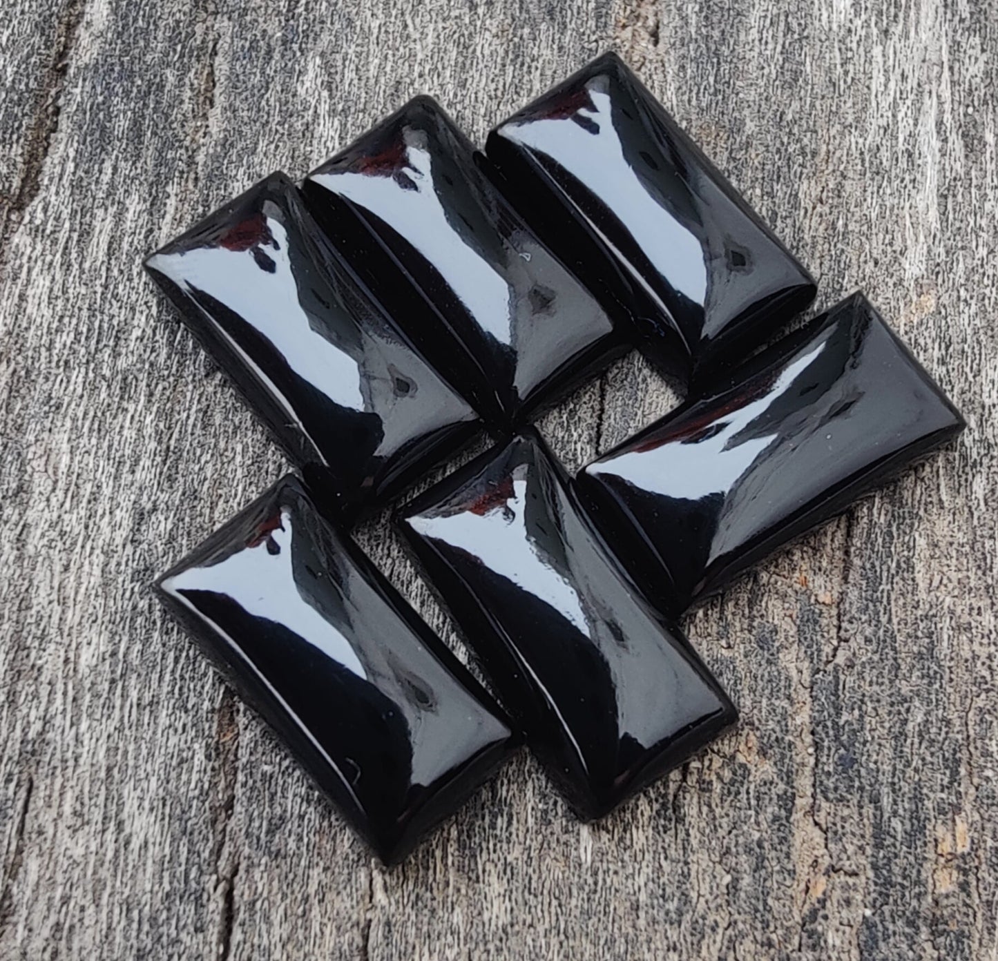 AAA+ Quality Natural Black Onyx Rectangle Shape Cabochon Flat Back Calibrated Beda Shape Wholesale Gemstones, All Sizes Available