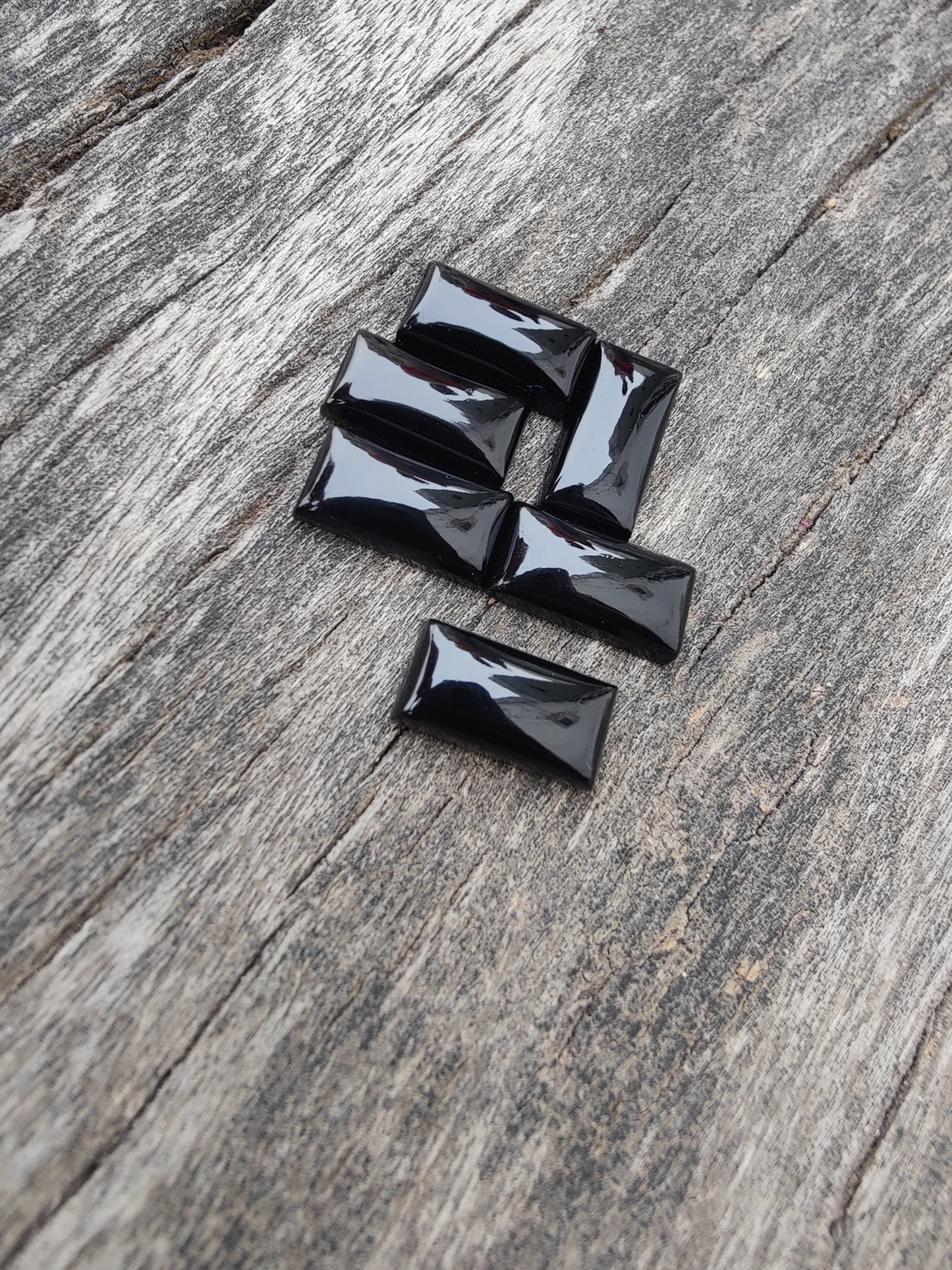 AAA+ Quality Natural Black Onyx Rectangle Shape Cabochon Flat Back Calibrated Beda Shape Wholesale Gemstones, All Sizes Available
