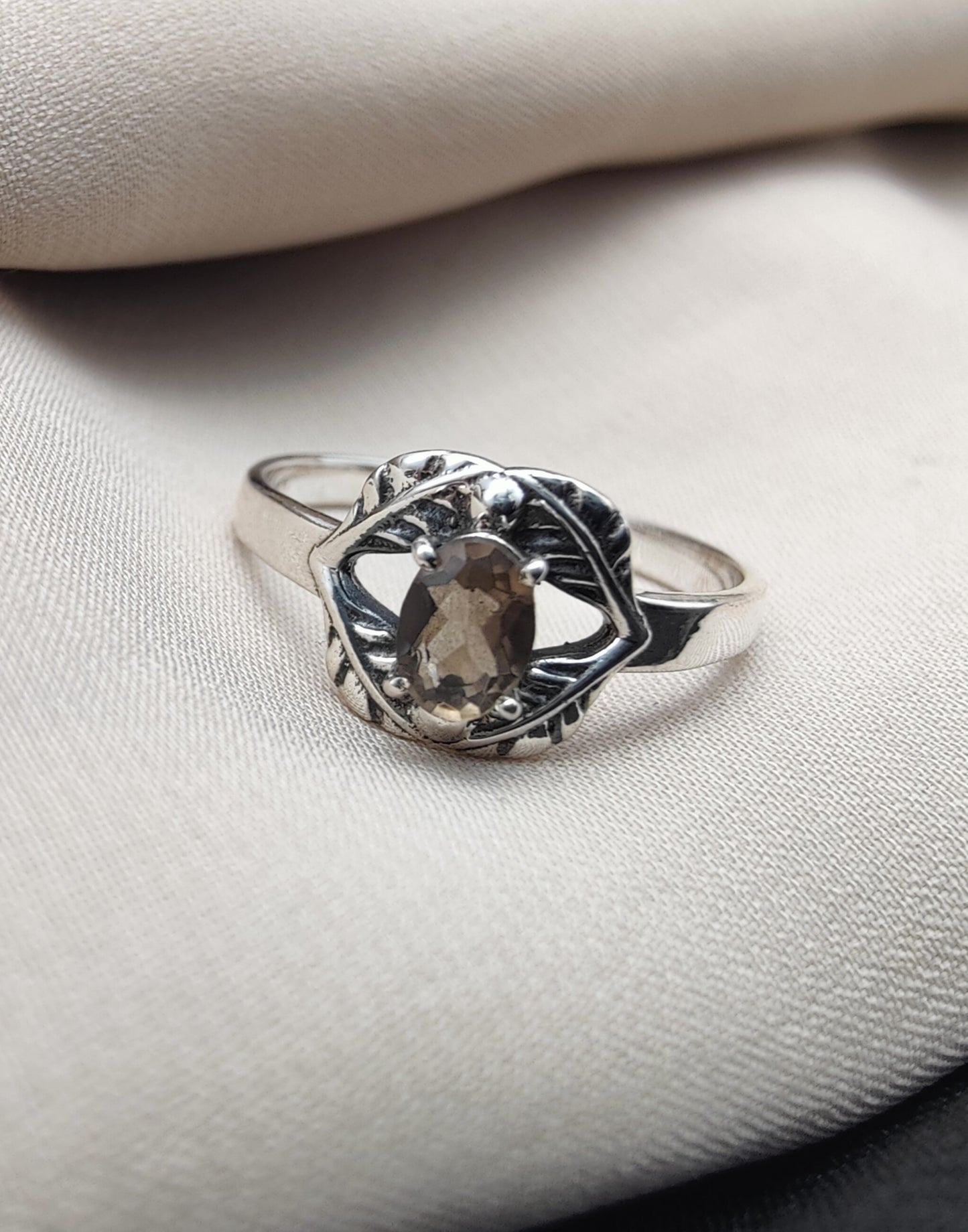 925 SOLID STERLING SILVER NATURAL SMOKY QUARTZ GEMSTONES HANDMADE RING, ALL SIZES AVAILABLE