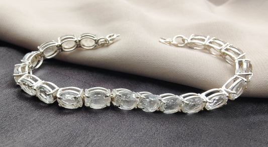 925 SOLID STERLING SILVER NATURAL CRYSTAL HANDMADE BRACELET,8 INCHES
