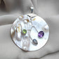 925 SOLID STERLING SILVER NATURAL PEARL WITH MULTI GEMSTONES HANDMADE PENDANT