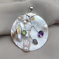 925 SOLID STERLING SILVER NATURAL PEARL WITH MULTI GEMSTONES HANDMADE PENDANT