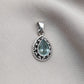 925 SOLID STERLING SILVER NATURAL BLUE QUARTZ PEAR SHAPE HANDMADE PENDANT