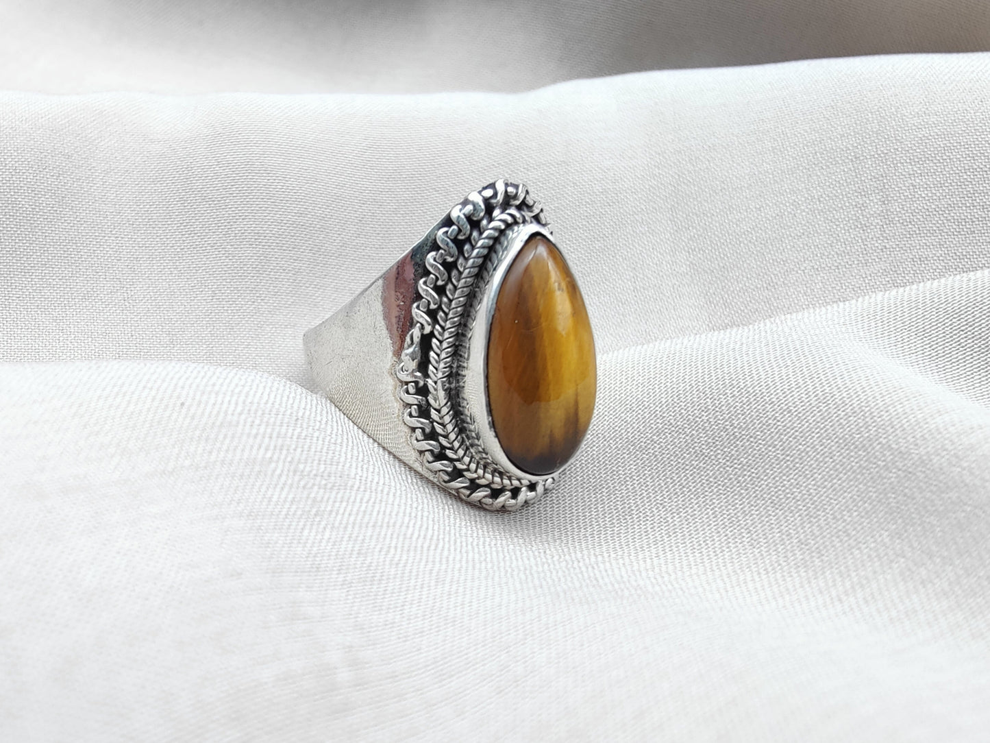925 SOLID STERLING SILVER NATURAL TIGER EYE GEMSTONES HANDMADE RING, ALL SIZES AVAILABLE