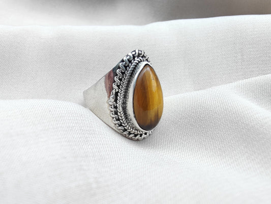 925 SOLID STERLING SILVER NATURAL TIGER EYE GEMSTONES HANDMADE RING, ALL SIZES AVAILABLE