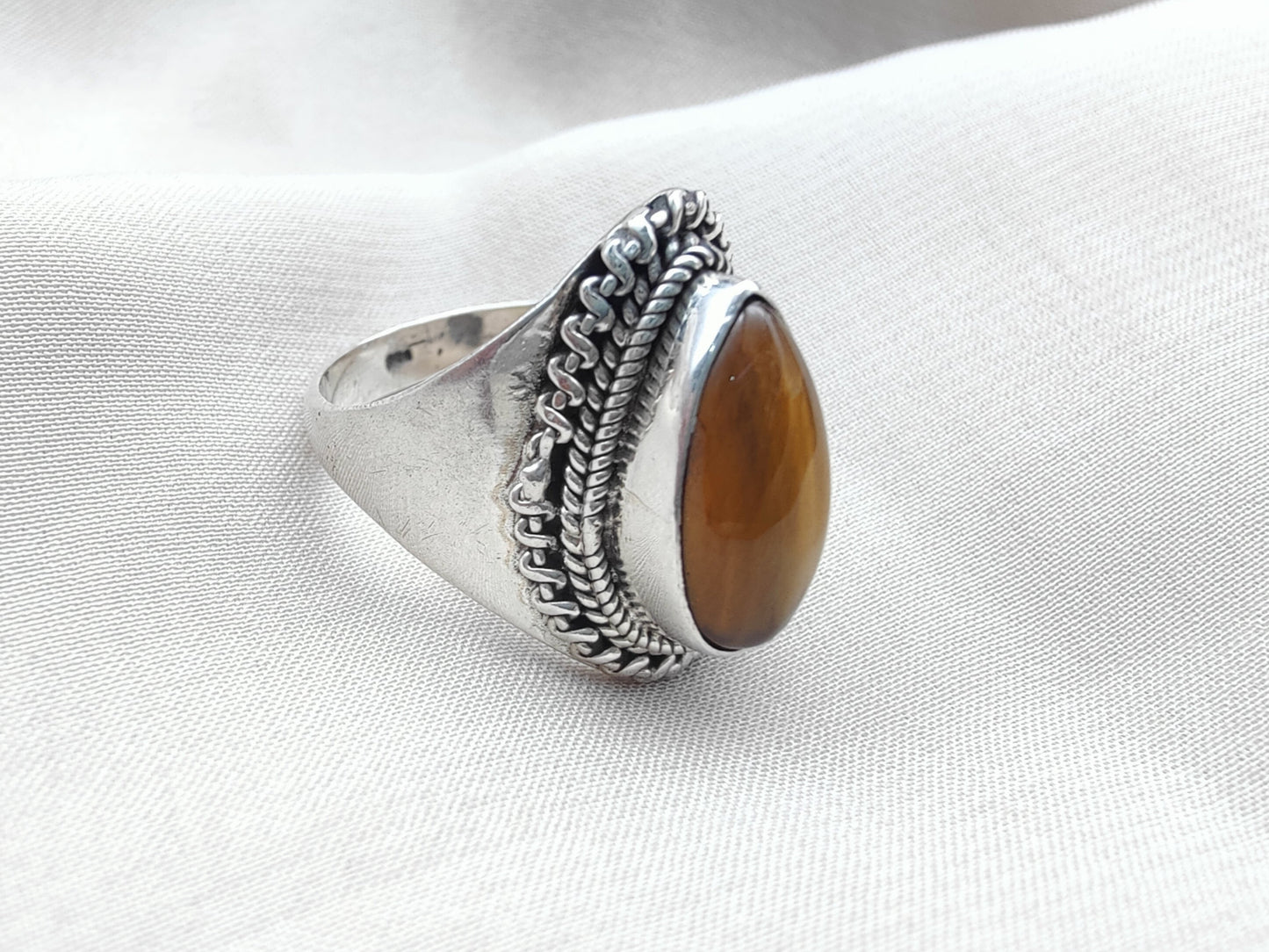 925 SOLID STERLING SILVER NATURAL TIGER EYE GEMSTONES HANDMADE RING, ALL SIZES AVAILABLE