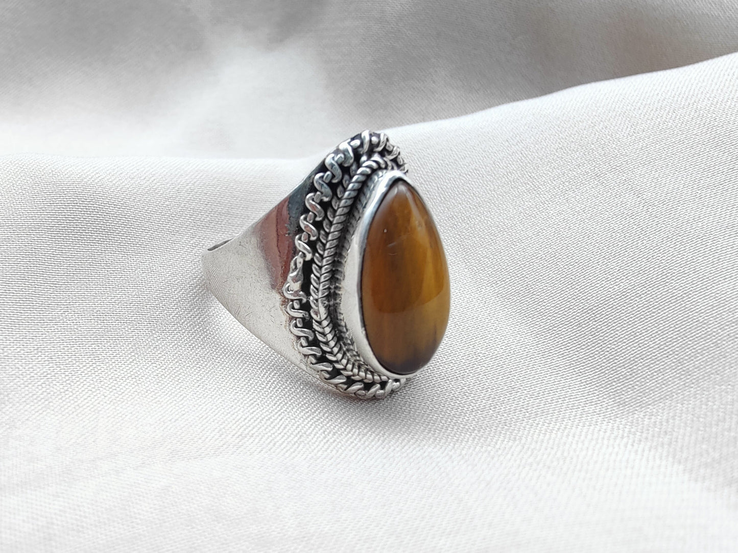 925 SOLID STERLING SILVER NATURAL TIGER EYE GEMSTONES HANDMADE RING, ALL SIZES AVAILABLE