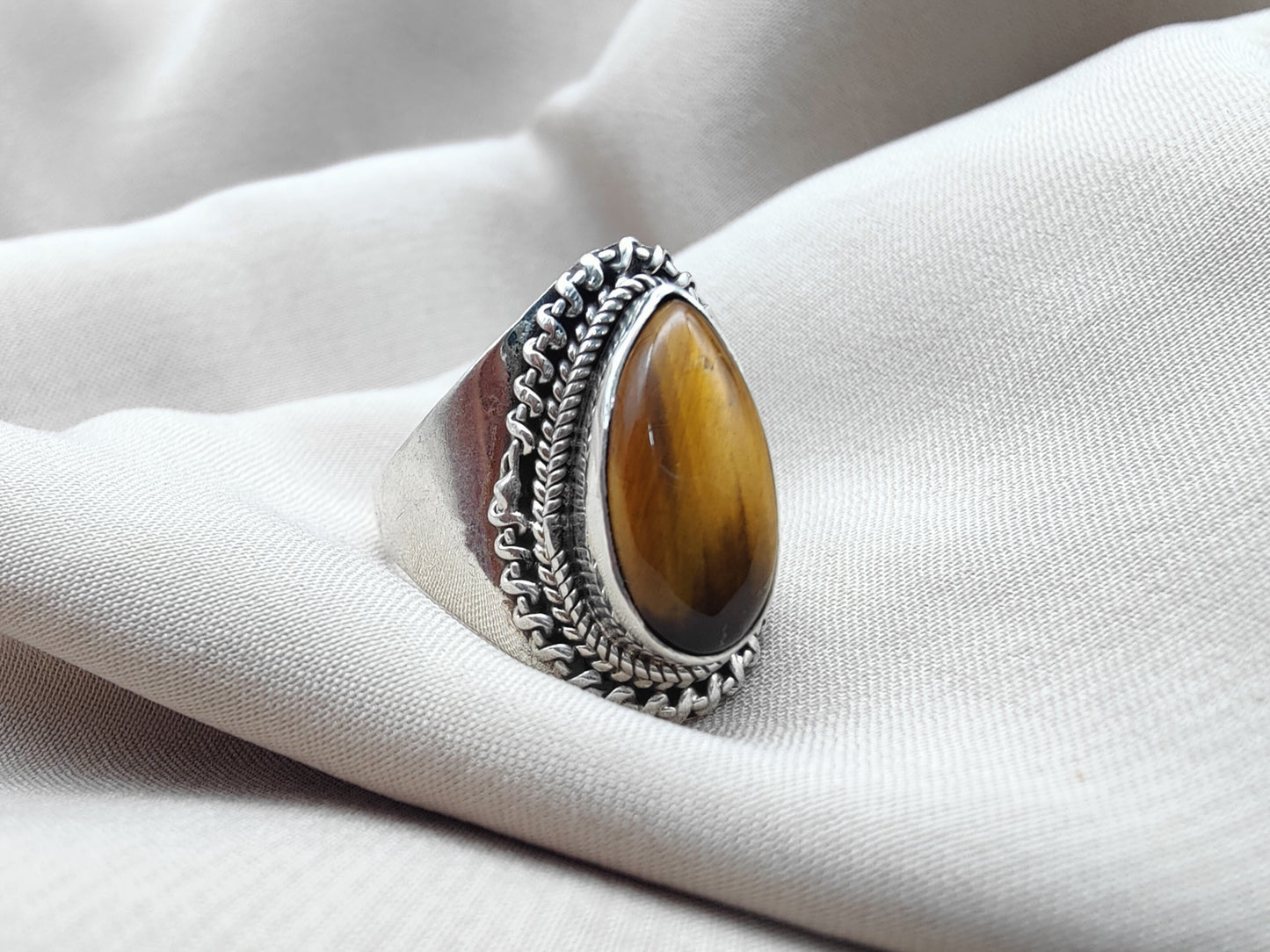 925 SOLID STERLING SILVER NATURAL TIGER EYE GEMSTONES HANDMADE RING, ALL SIZES AVAILABLE