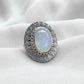 925 SOLID STERLING SILVER NATURAL RAINBOW MOONSTONE HANDMADE RING, ALL SIZES AVAILABLE