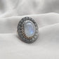 925 SOLID STERLING SILVER NATURAL RAINBOW MOONSTONE HANDMADE RING, ALL SIZES AVAILABLE