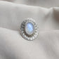 925 SOLID STERLING SILVER NATURAL RAINBOW MOONSTONE HANDMADE RING, ALL SIZES AVAILABLE