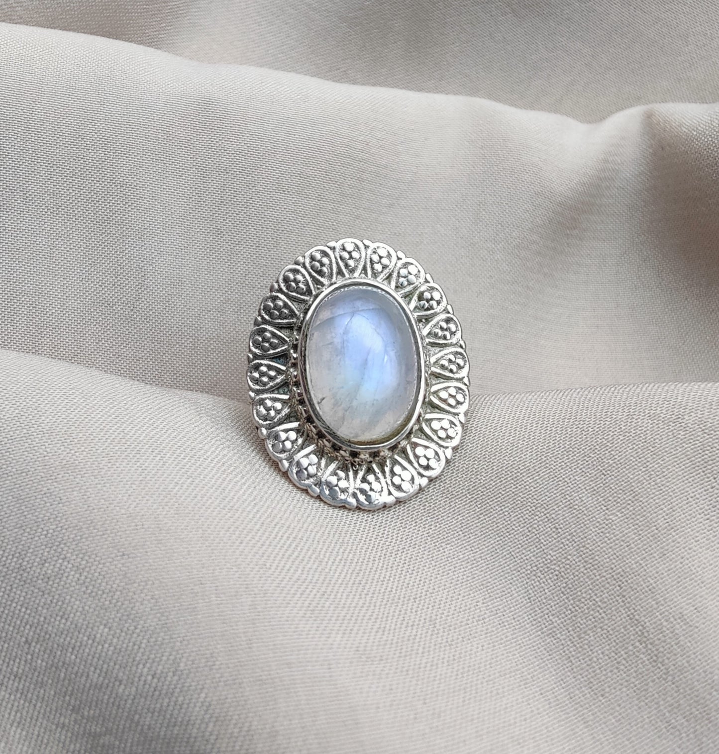 925 SOLID STERLING SILVER NATURAL RAINBOW MOONSTONE HANDMADE RING, ALL SIZES AVAILABLE