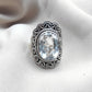 925 SOLID STERLING SILVER NATURAL CRYSTAL QUARTZ HANDMADE RING, ALL SIZES AVAILABLE