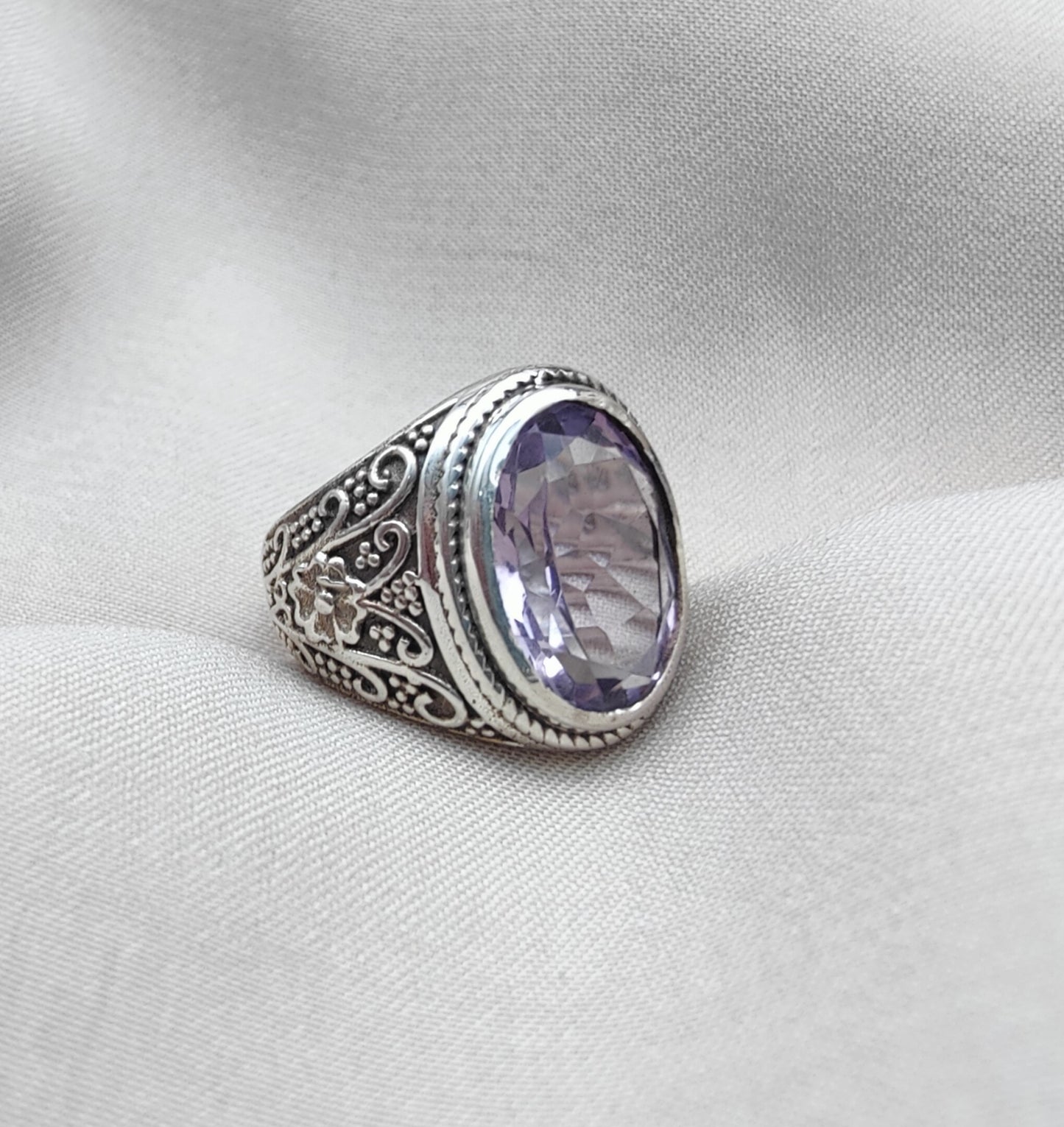 925 SOLID STERLING SILVER NATURAL AMETHYST HANDMADE RING, ALL SIZES AVAILABLE