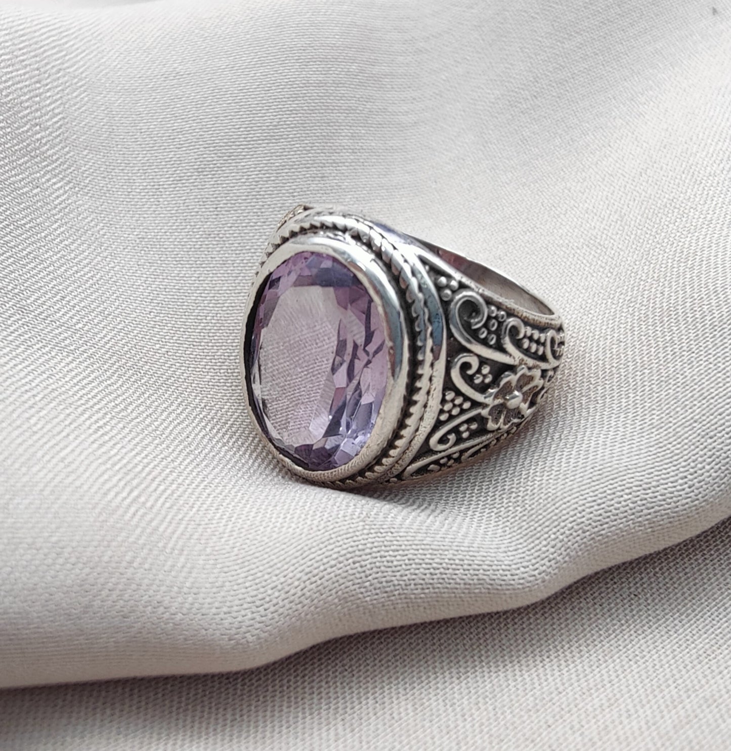 925 SOLID STERLING SILVER NATURAL AMETHYST HANDMADE RING, ALL SIZES AVAILABLE
