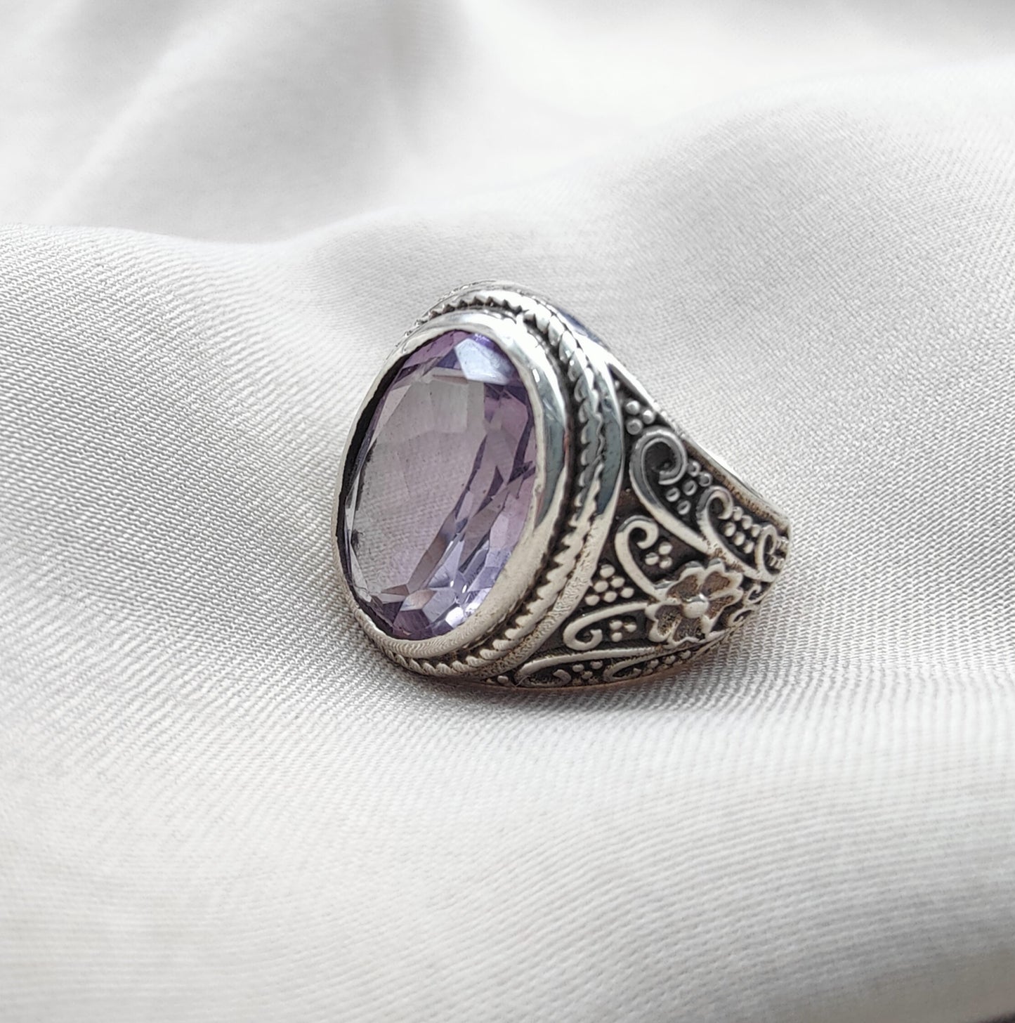 925 SOLID STERLING SILVER NATURAL AMETHYST HANDMADE RING, ALL SIZES AVAILABLE