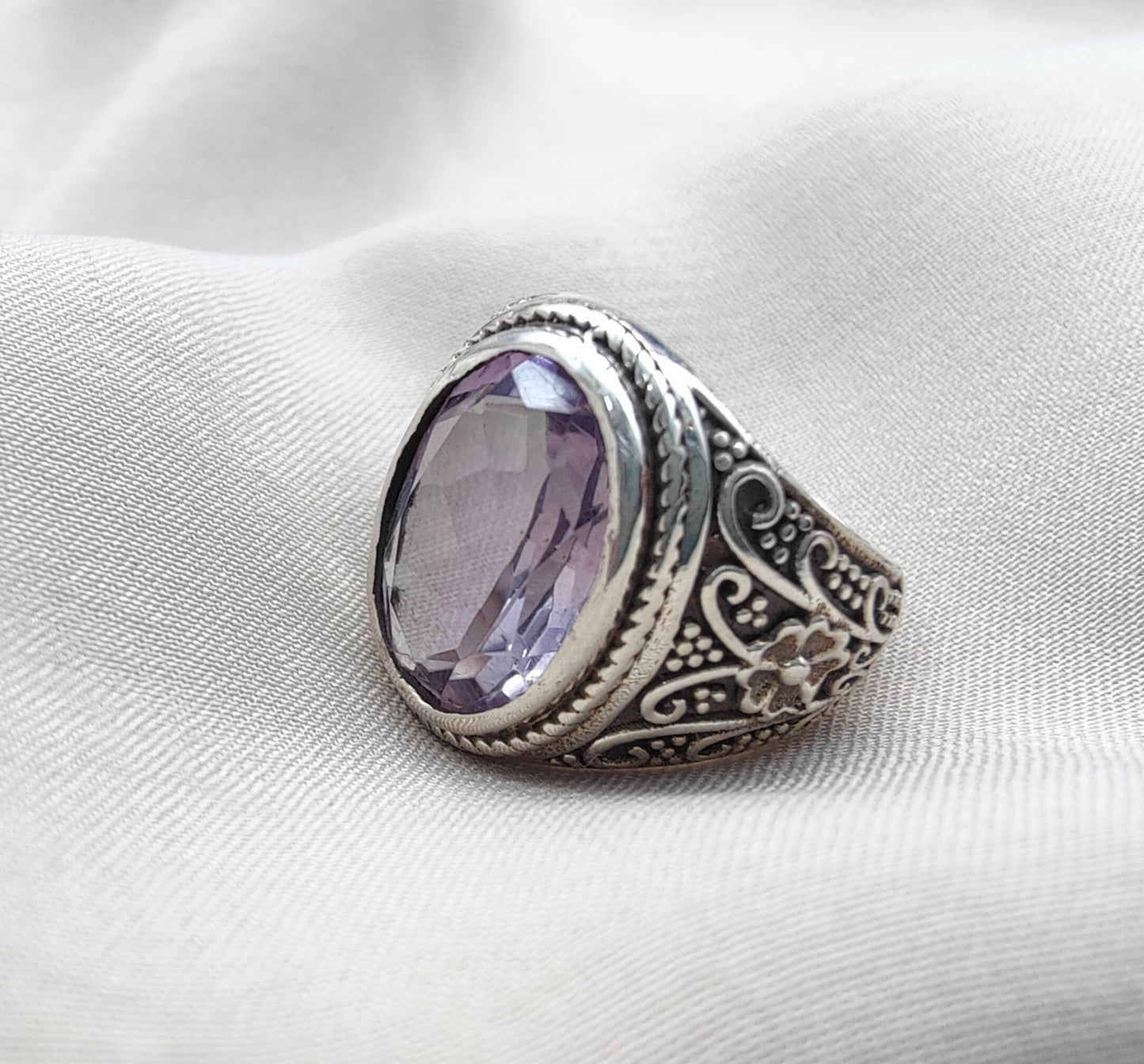 925 SOLID STERLING SILVER NATURAL AMETHYST HANDMADE RING, ALL SIZES AVAILABLE