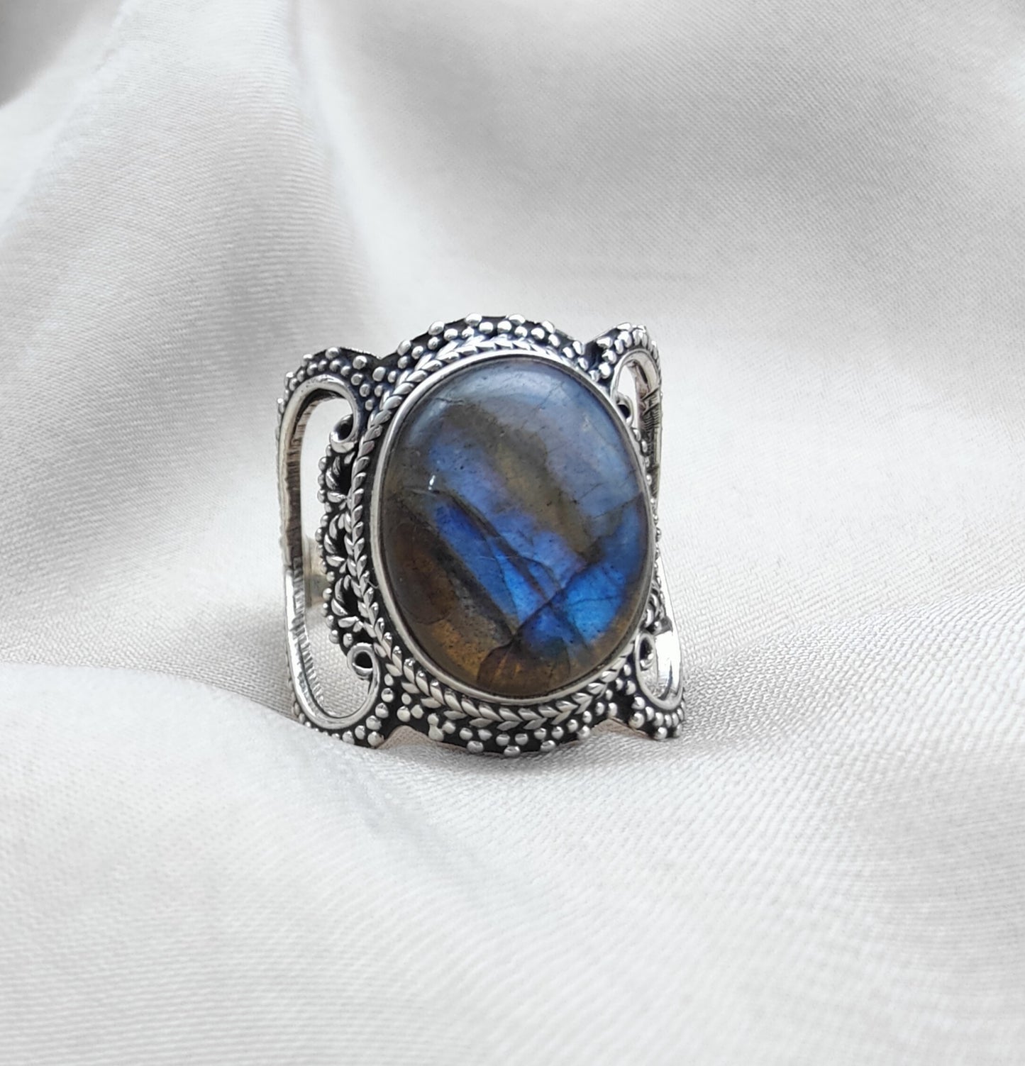 925 SOLID STERLING SILVER NATURAL LABRADORITE HANDMADE RING, ALL SIZES AVAILABLE