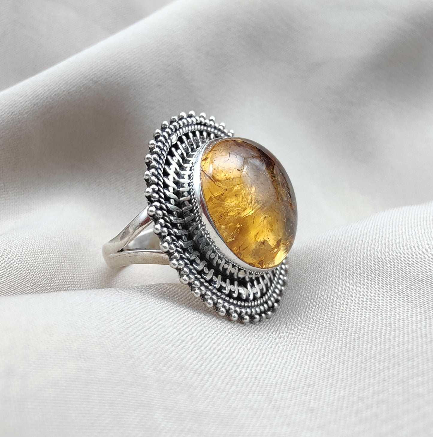 925 SOLID STERLING SILVER NATURAL CITRINE HANDMADE RING, ALL SIZES AVAILABLE