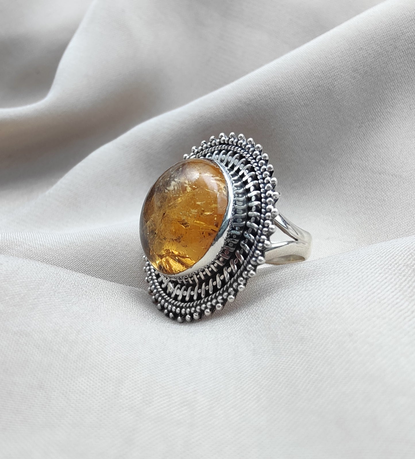 925 SOLID STERLING SILVER NATURAL CITRINE HANDMADE RING, ALL SIZES AVAILABLE