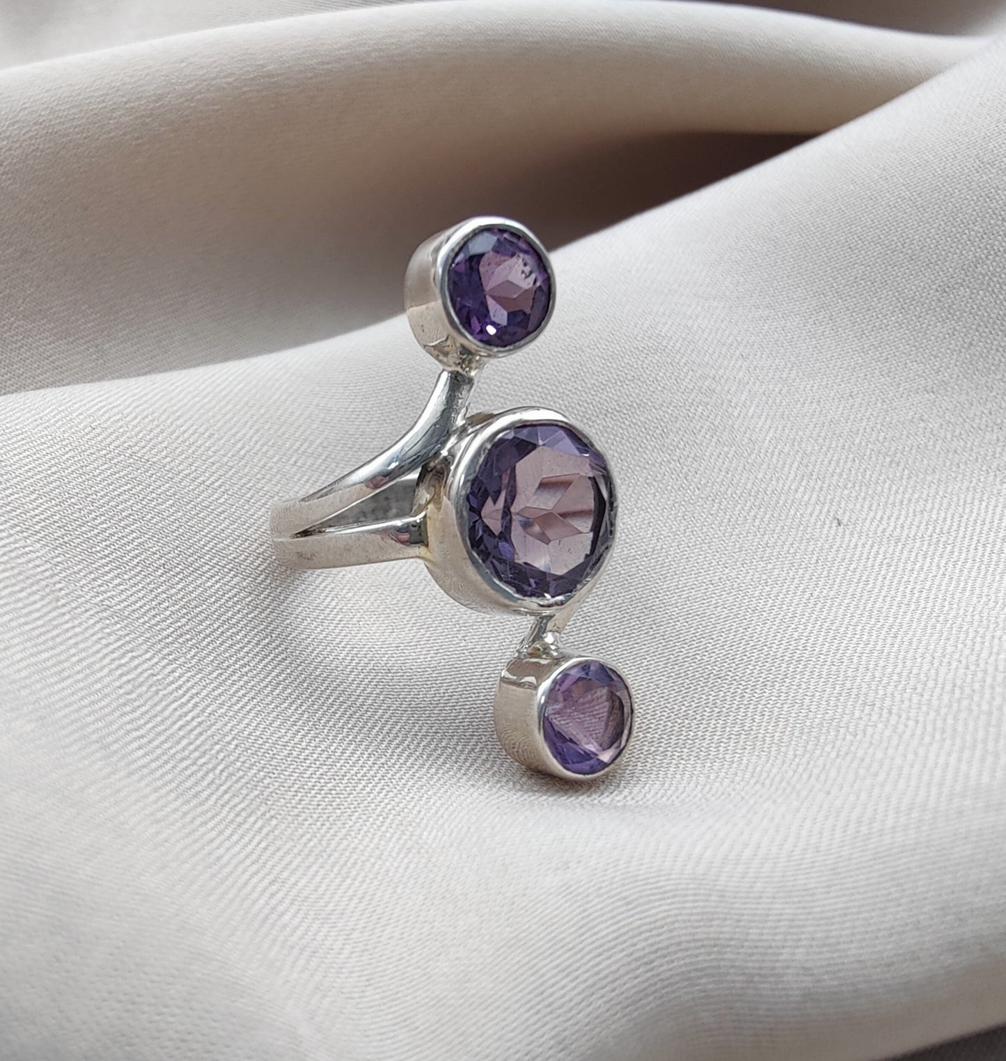 925 SOLID STERLING SILVER NATURAL AMETHSYT HANDMADE RING, ALL SIZES AVAILABLE