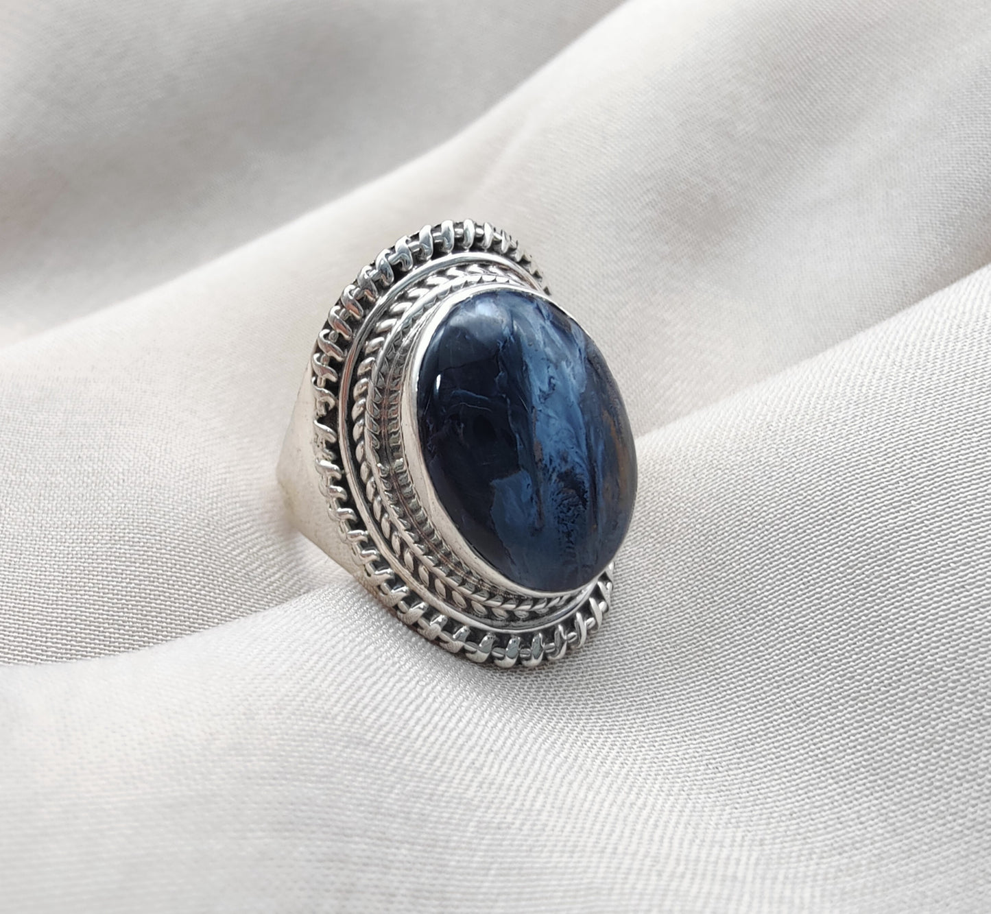 925 SOLID STERLING SILVER NATURAL PIETERSITE HANDMADE RING, ALL SIZES AVAILABLE