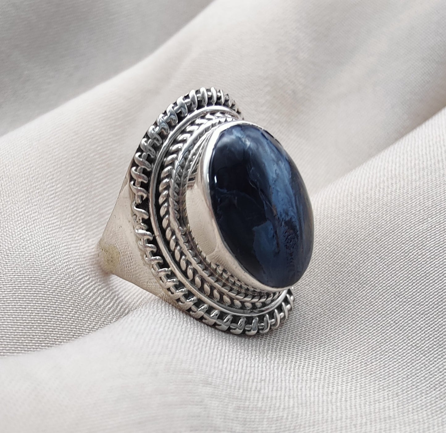 925 SOLID STERLING SILVER NATURAL PIETERSITE HANDMADE RING, ALL SIZES AVAILABLE