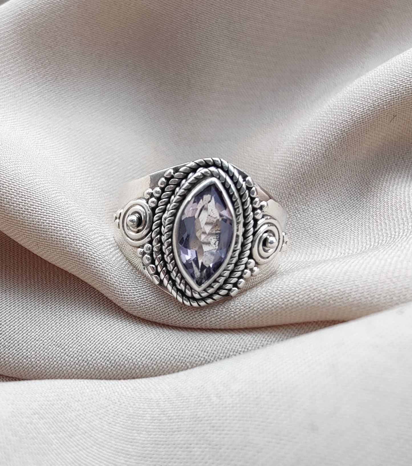 925 SOLID STERLING SILVER NATURAL AMETHYST FACETED CUT GEMSTONE HANDMADE RING, ALL SIZES AVAILABLE