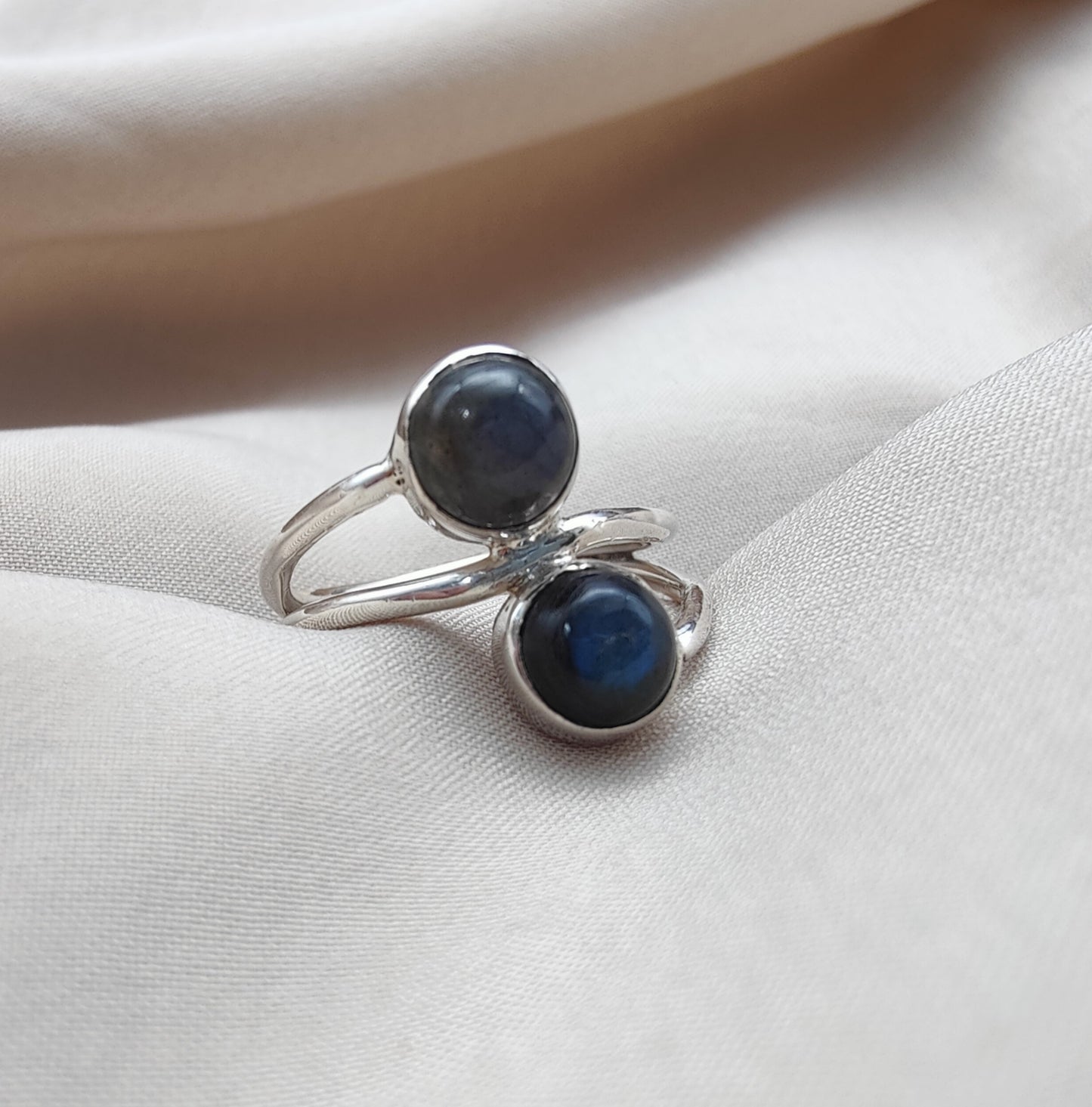 925 SOLID STERLING SILVER NATURAL LABRADORITE GEMSTONE HANDMADE RING, ALL SIZES AVAILABLE