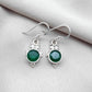 925 SOLID STERLING SILVER NATURAL GREEN ONYX GEMSTONE DANGLING EARRING